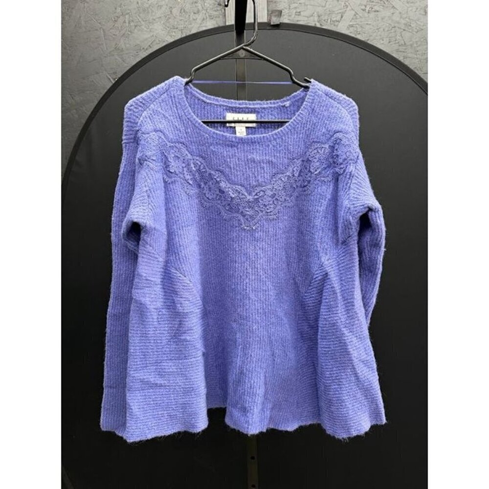Elle Purple Lace Crewneck Sweater